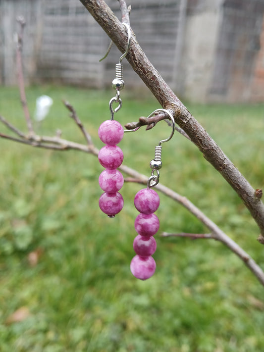Boucles d’oreilles pendantes en kunzite rose naturelle BySHELLDA, 4 perles montées sur crochets en acier inoxydable 304.