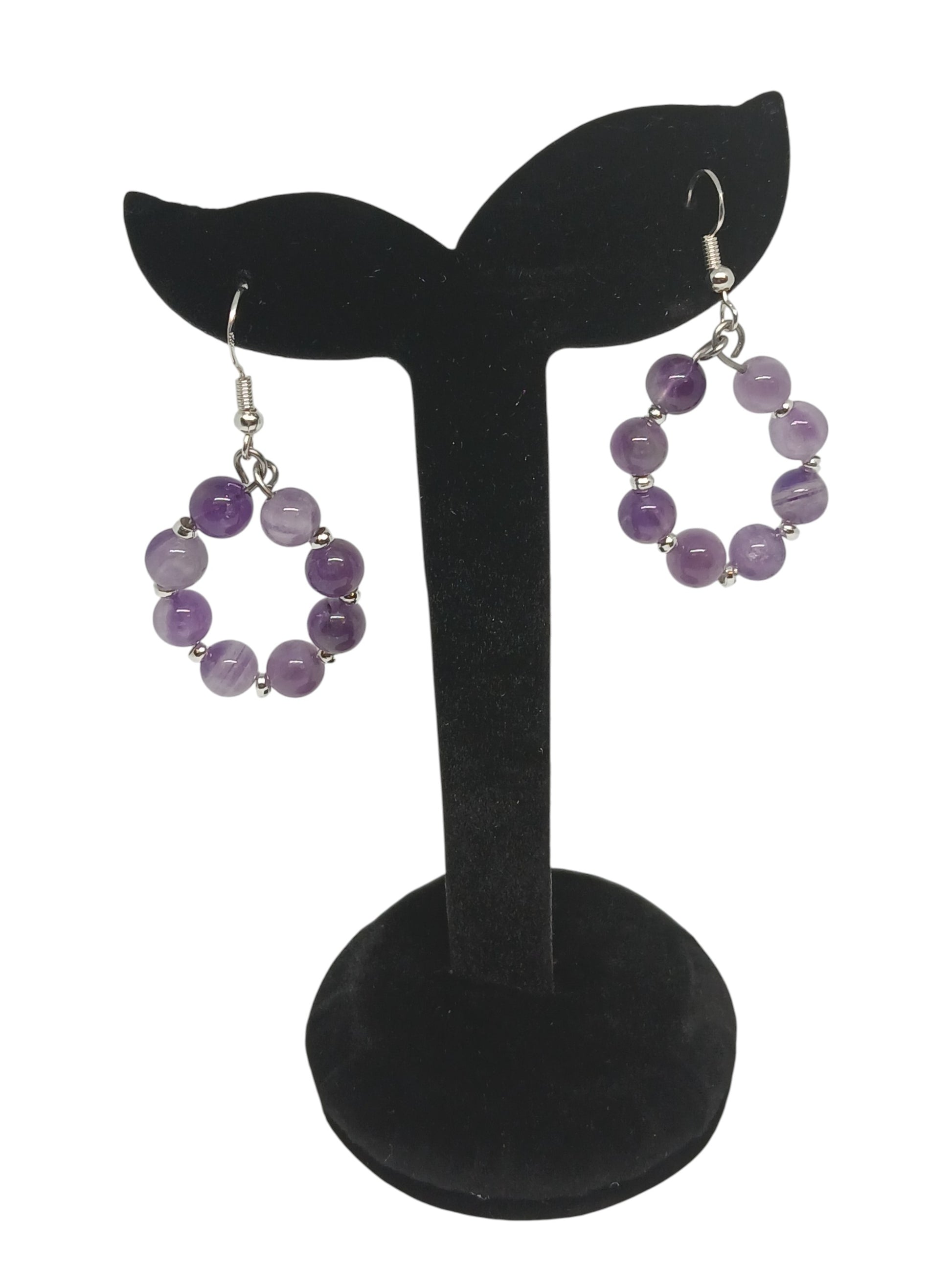 Vue complète créoles améthyste violette Harmonie Violette BySHELLDA