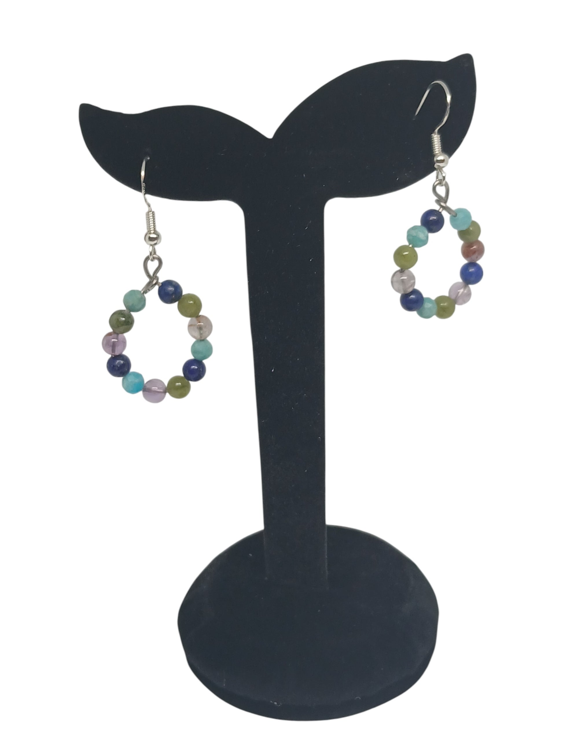 Vue latérale boucles d'oreilles Clair de Lune 4 pierres naturelles