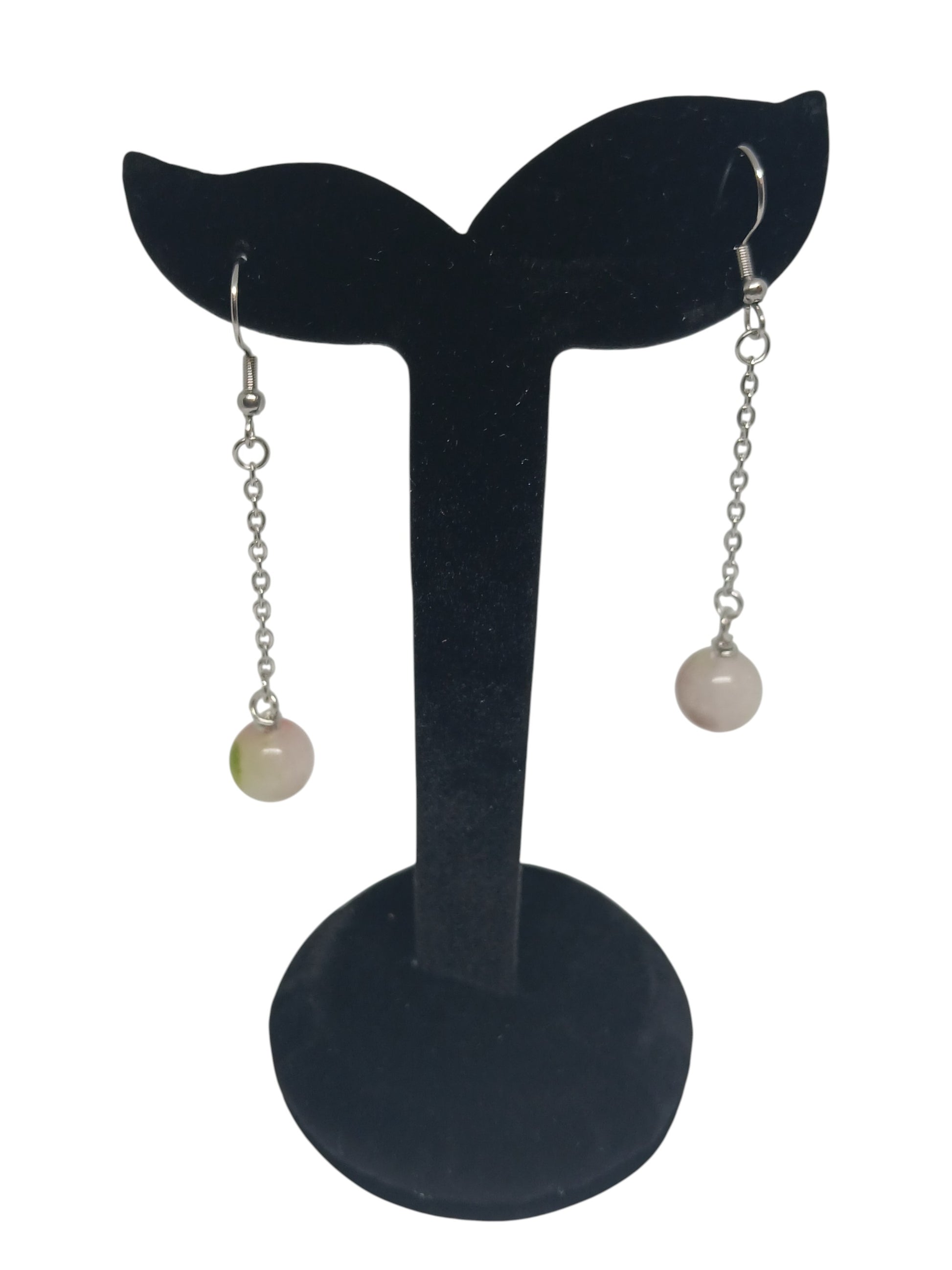 Vue complète boucles d'oreilles tourmaline pastèque 5g la paire