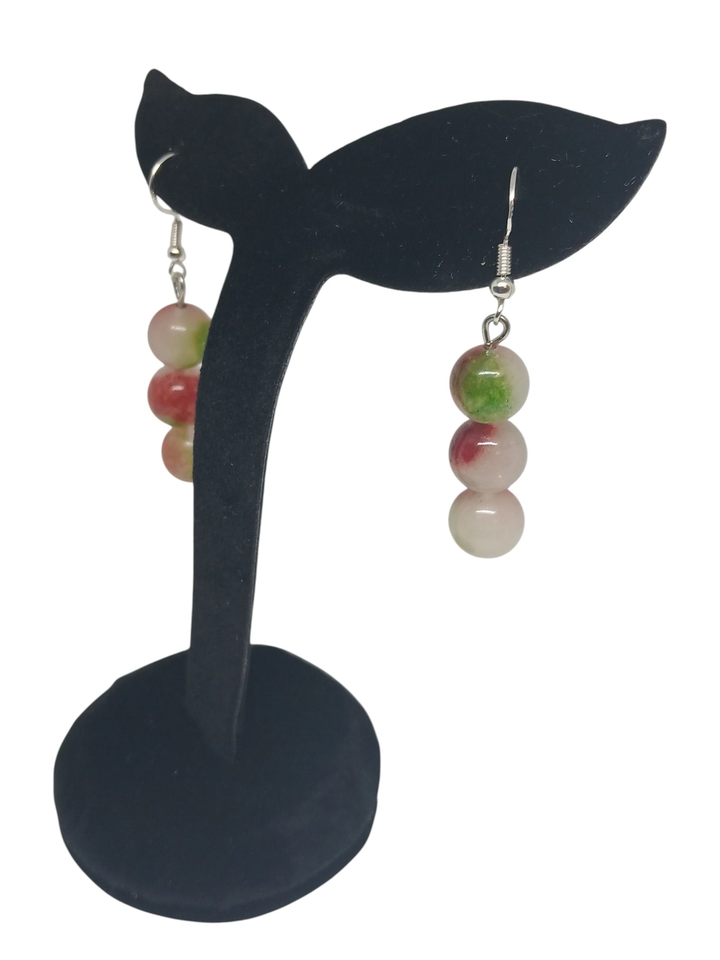 Boucles d'oreilles tourmaline pastèque pendantes 9g la paire