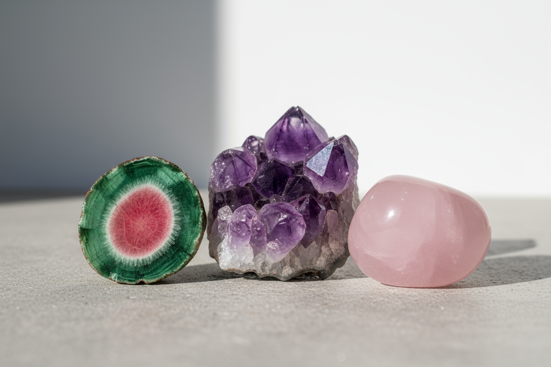 Guide des Pierres Naturelles : Améthyste, Quartz Rose et Tourmaline