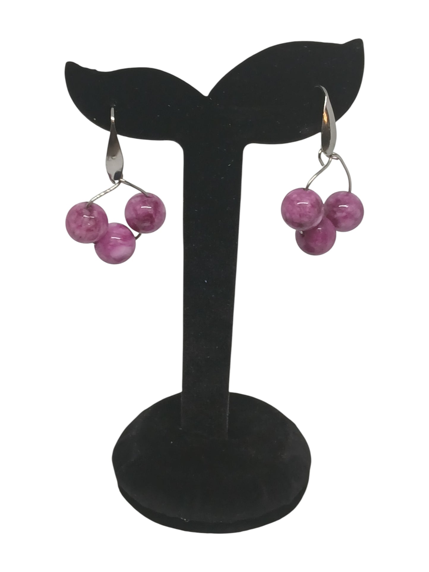 Boucles d'oreilles kunzite spodumène acier inoxydable 316L hypoallergénique
