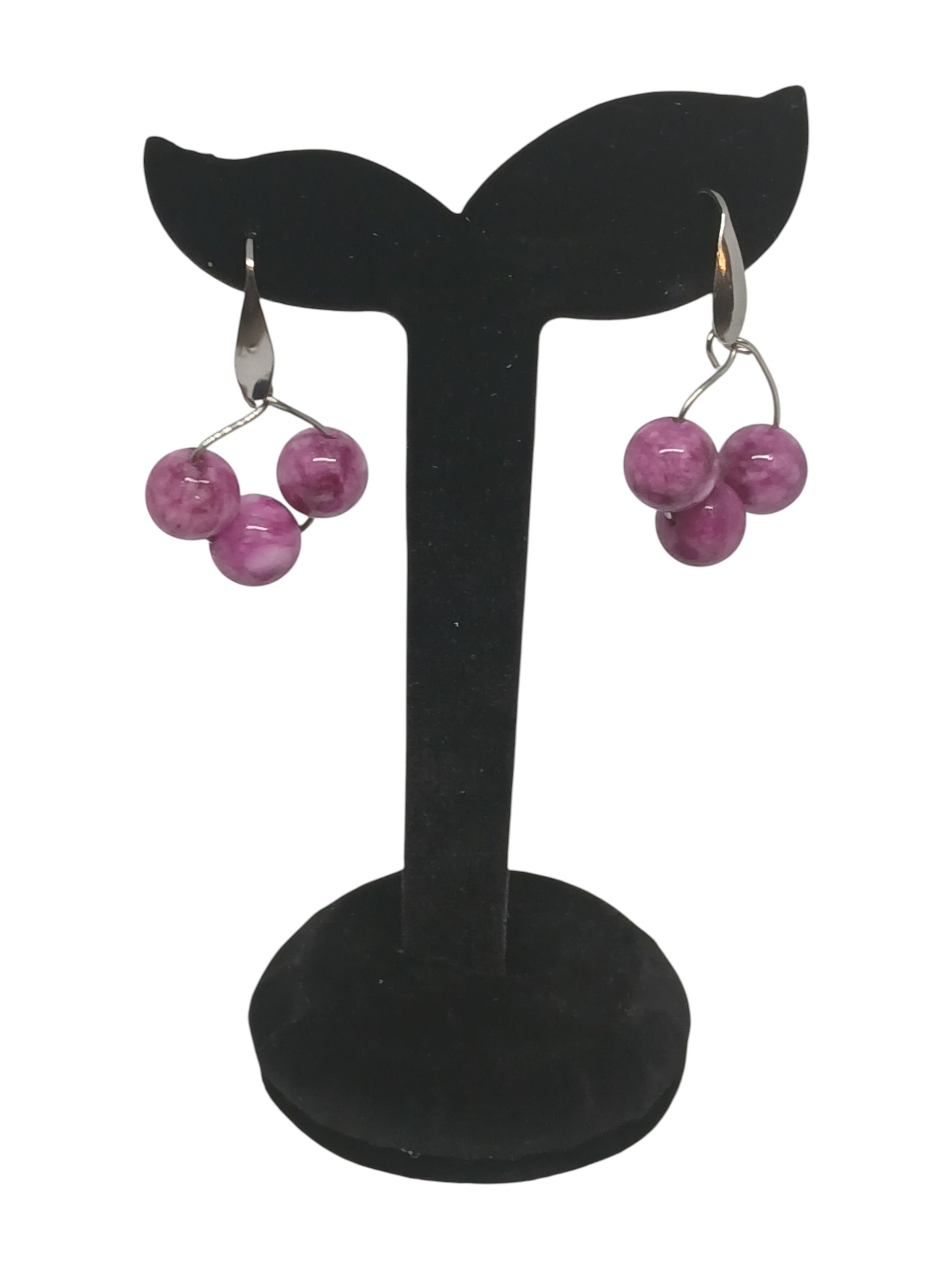 Boucles d'oreilles kunzite spodumène acier inoxydable 316L hypoallergénique