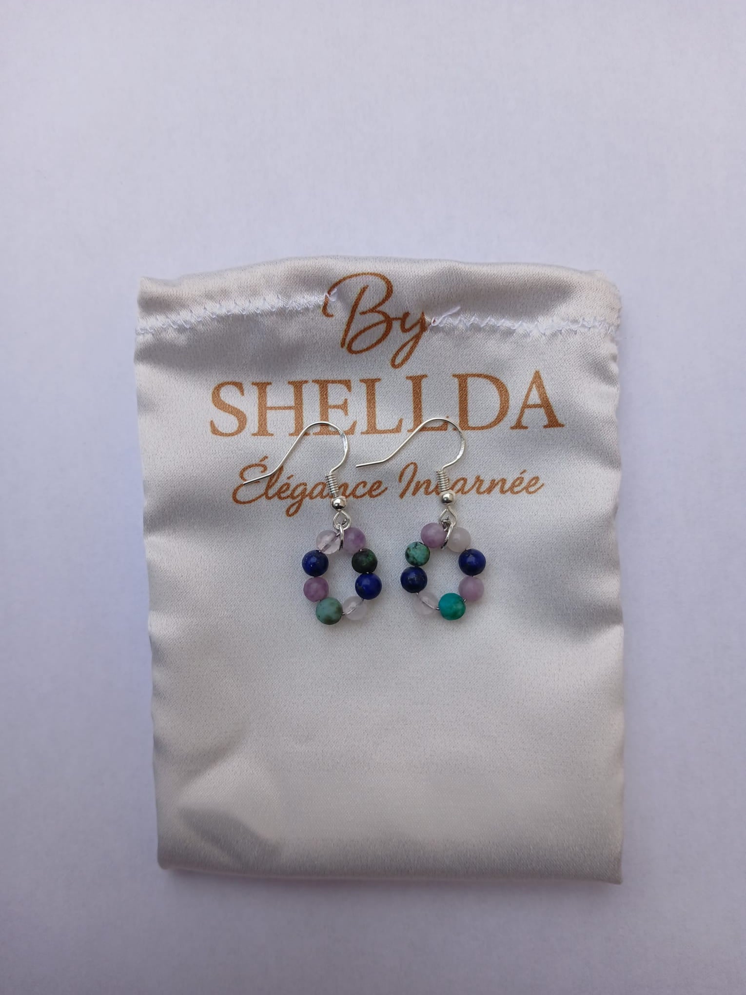 Boucles d'oreilles pendantes Quartet de Couleurs argent 925 5g