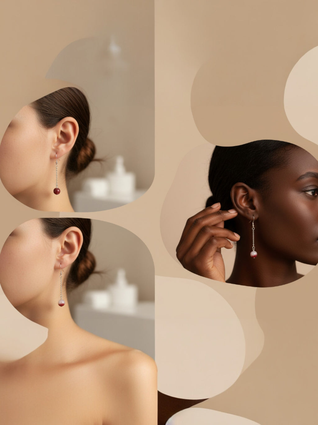 Boucles d'oreilles pendantes tourmaline pastèque acier 304 hypoallergénique
