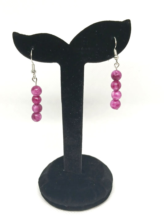 Boucles d’oreilles pendantes en kunzite rose naturelle BySHELLDA, 4 perles montées sur crochets en acier inoxydable 304.