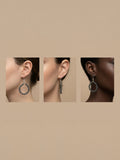 Boucles d’oreilles créoles en hématite naturelle BySHELLDA, perles argentées sur monture acier inoxydable 316L et crochets argent 925