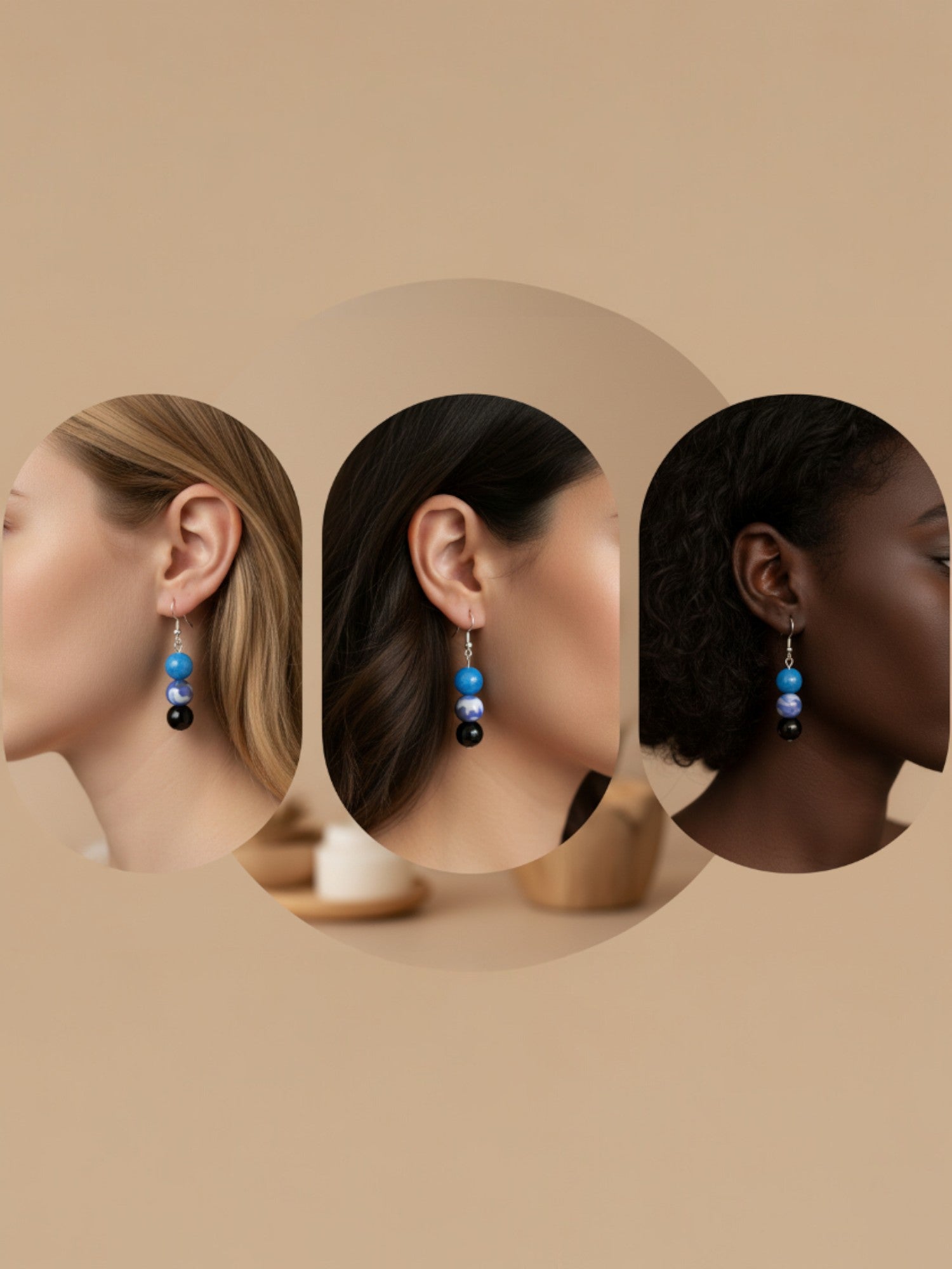 Pierre agate noir, pierre apatite bleu, blanc