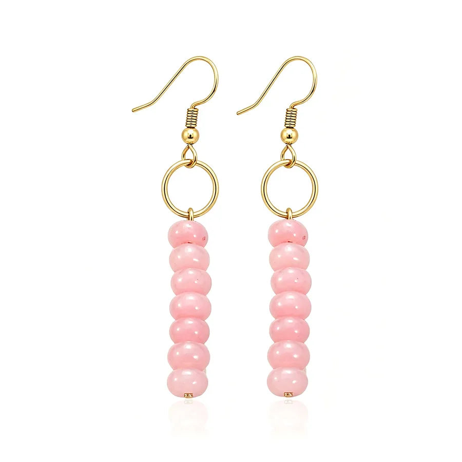 Boucles d’oreilles fantaisie bohème – amazonite, aigue-marine ou quartz rose – vue produit 10 – BySHELLDA