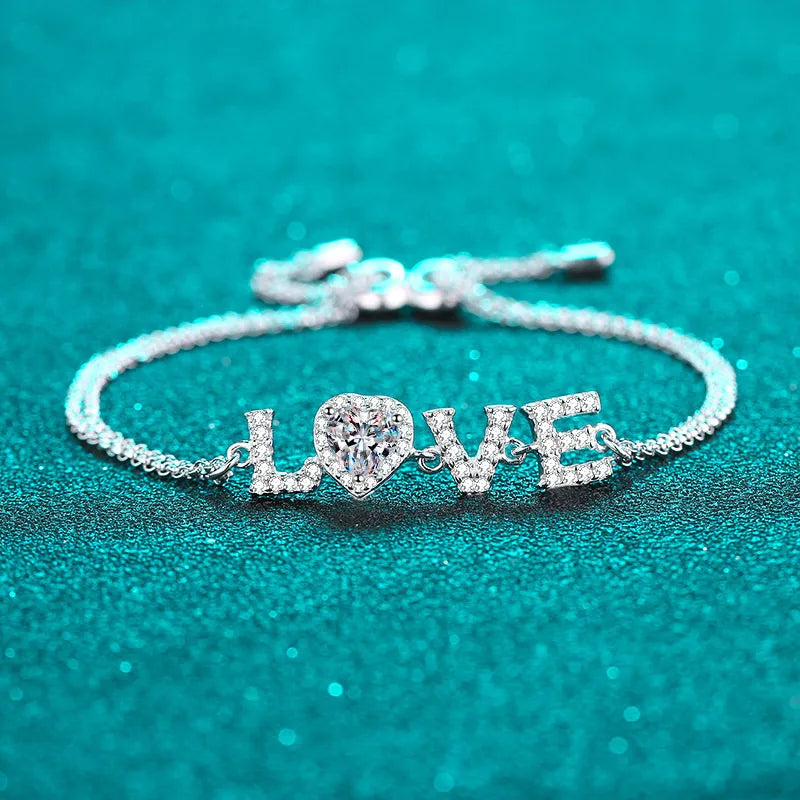 Bracelet Love en argent 925 – moissanite ou zircon – vue produit 1 – BySHELLDA