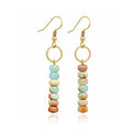 Boucles d’oreilles fantaisie bohème – amazonite, aigue-marine ou quartz rose – vue produit 6 – BySHELLDA