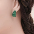 Boucles d'oreilles puces goutte argent 925, aventurine verte, turquoise, quartz rose et lapis-lazuli – vue 4 – BySHELLDA