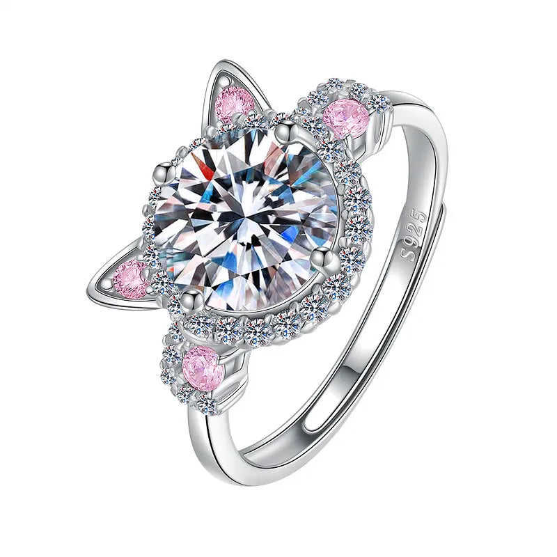 Bague chat réglable en argent 925 et zircon – vue produit 5 – BySHELLDA