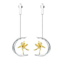 Boucles d'oreilles pendantes fleur de lys argent 925 – vue 5 – BySHELLDA
