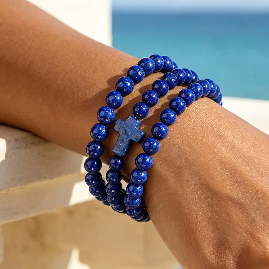 Bracelets fantaisie lapis-lazuli – lot de 3 – vue produit 2 – BySHELLDA