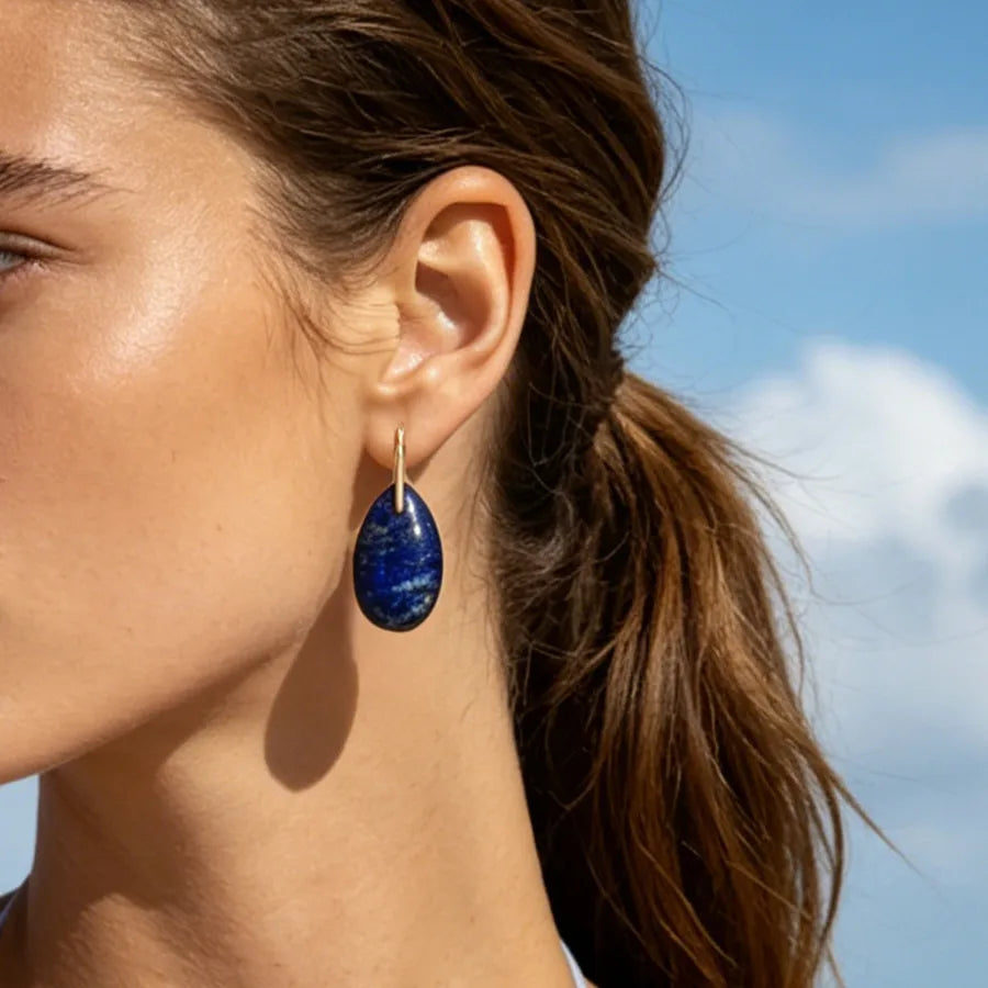 Boucles d’oreilles fantaisie lapis-lazuli – vue produit 4 – BySHELLDA