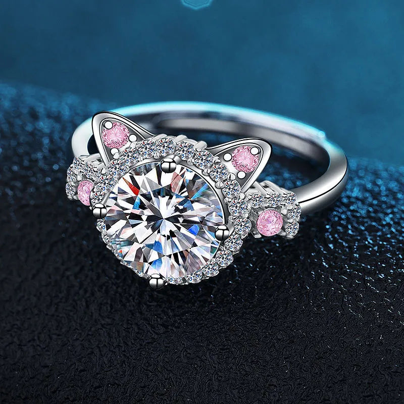 Bague chat réglable en argent 925 et zircon – vue produit 4 – BySHELLDA