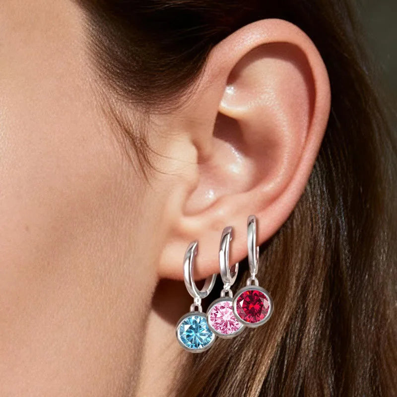 Boucles d’oreilles rondes en argent 925 et zircon – vue produit 3 – BySHELLDA