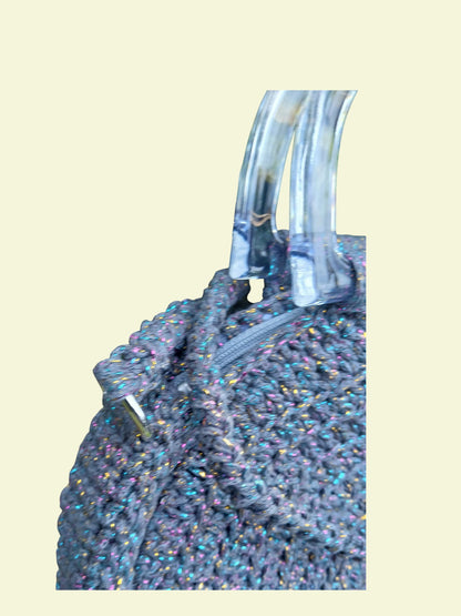 Sac de soirée compact gris avec fermeture éclair et doublure coton