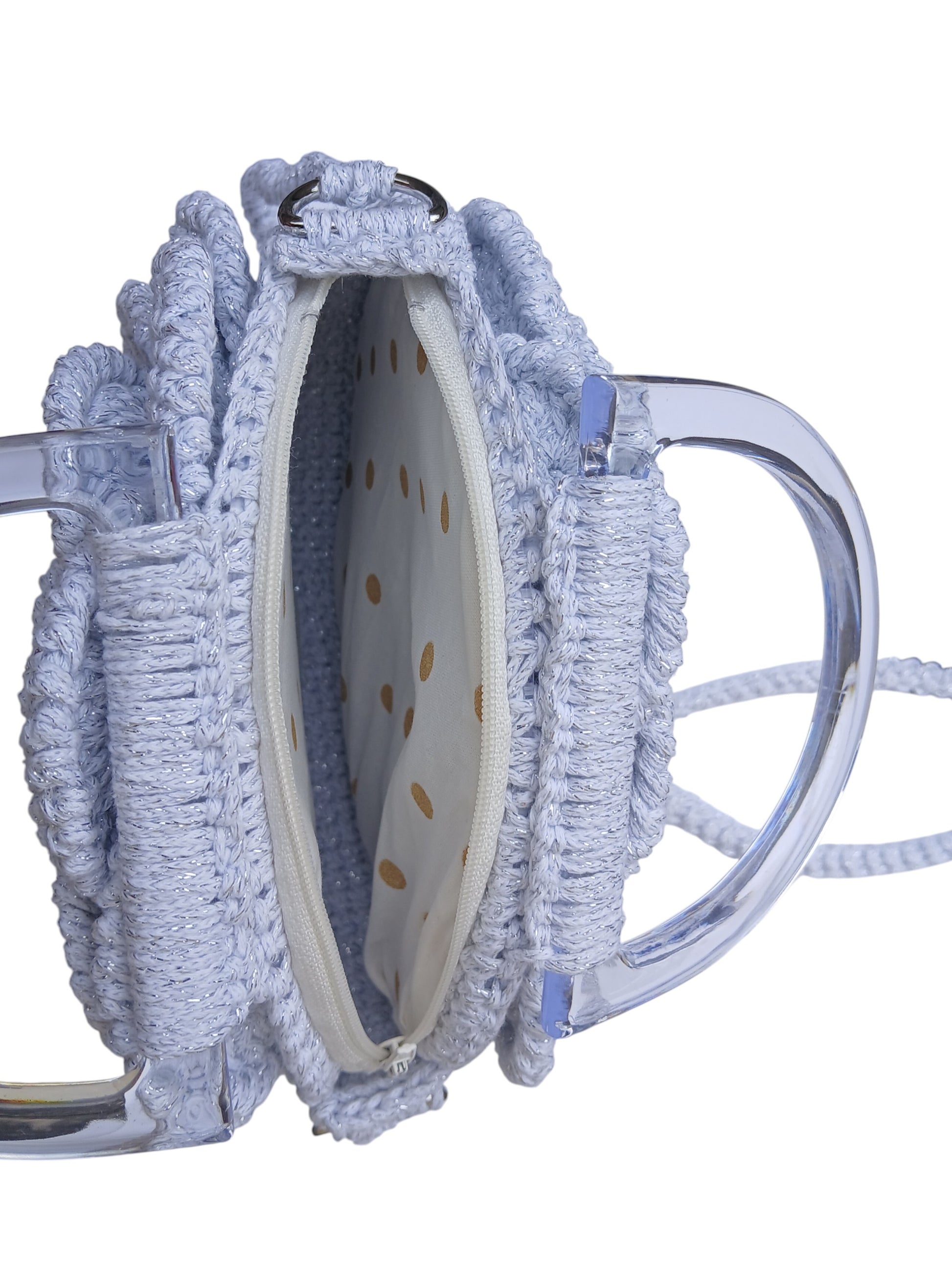 Sac de soirée crochet doré matières recyclées certifiées Oeko-Tex