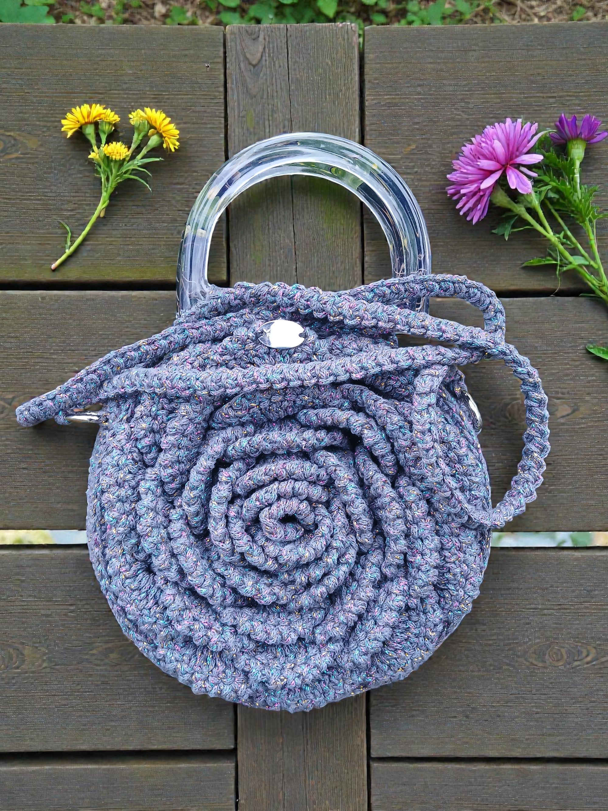 Sac de soirée compact Rosa Dorada gris avec fermeture éclair et doublure coton