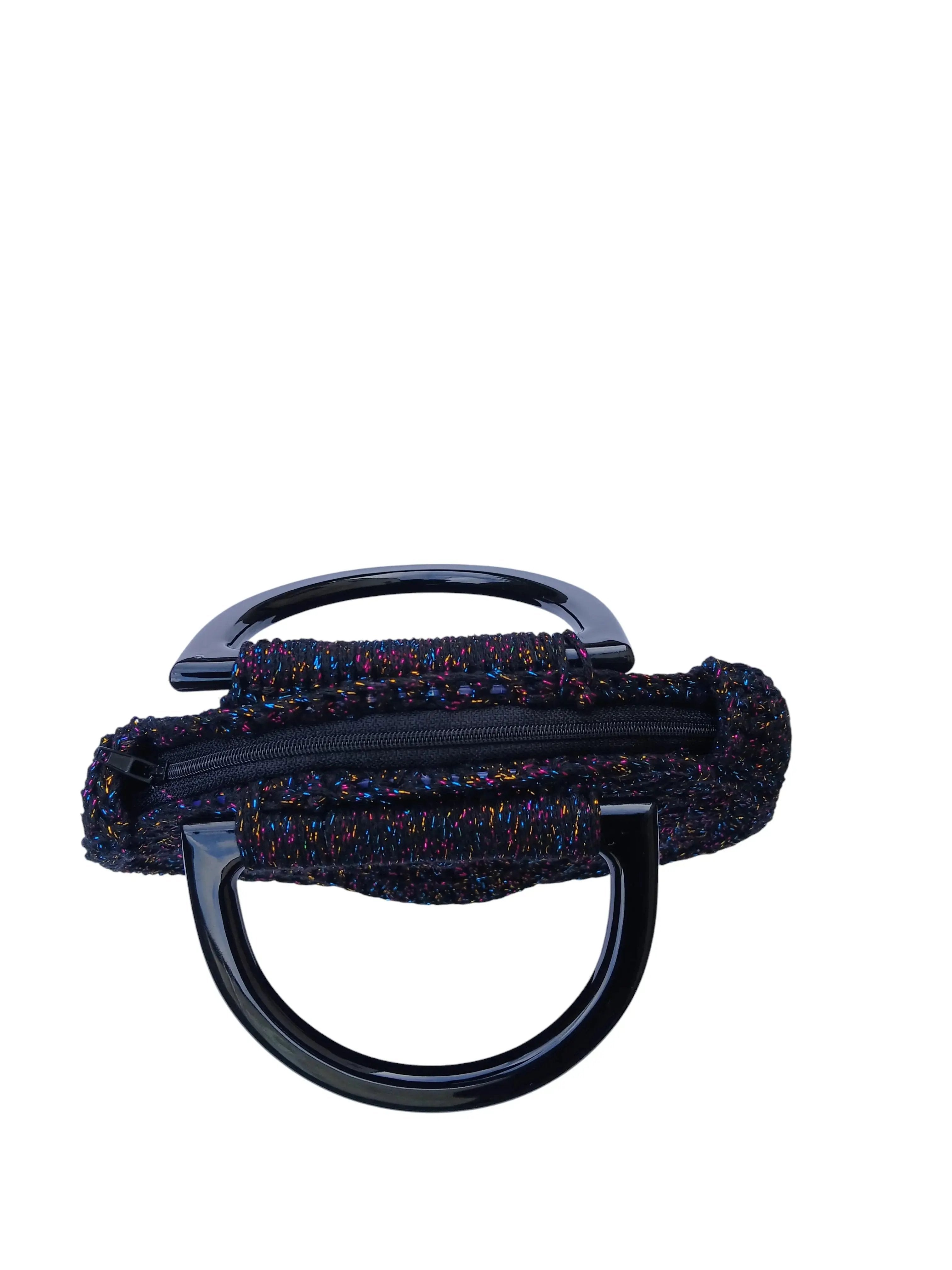 Vue d'ensemble du sac de soirée artisanal noir diamètre 22,5 cm