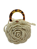 Sac de soirée crochet moutarde avec reflets lurex - vue latérale